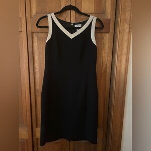 Ann Taylor Loft Women’s Sz 6P Cream & Black Sleek Chic & Minimalist Dress